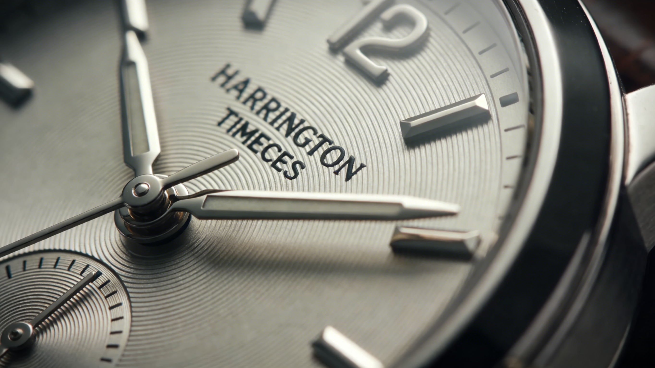 Close-up of Harrington dial craftsmanship